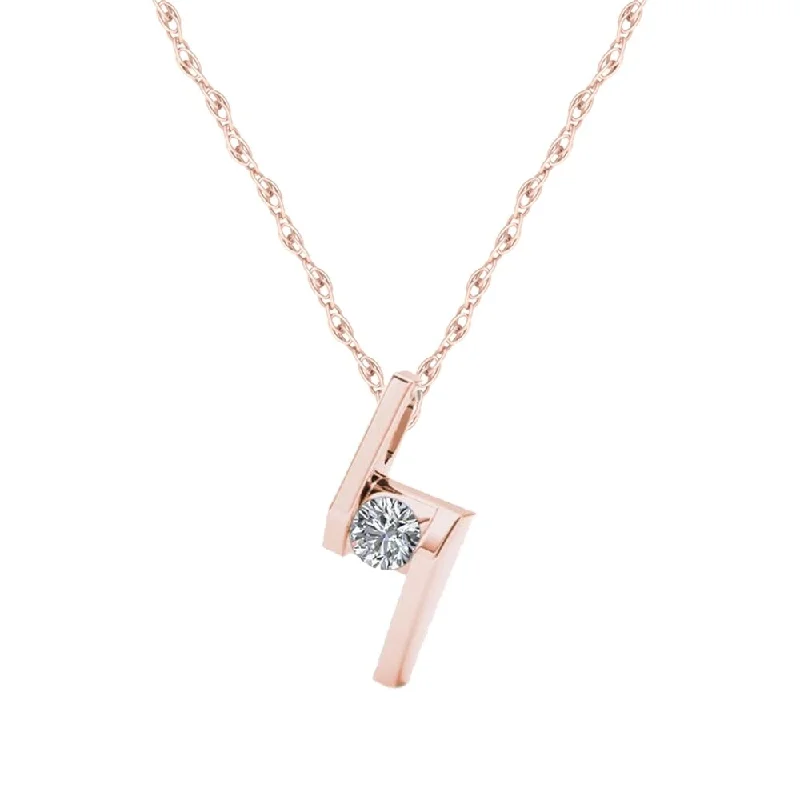 Smooth pendant necklaces-De Couer 10K Rose Gold 1/6ct TDW Diamond Solitaire Necklace - Pink