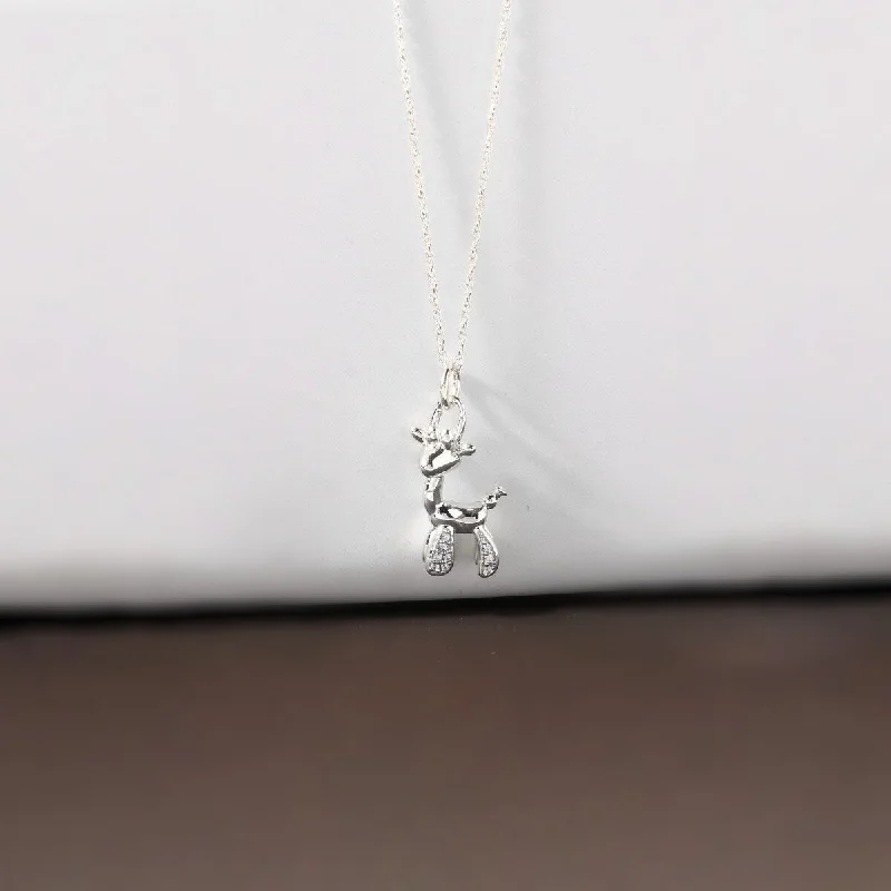 Carved name necklaces-1/20ct TDW Diamond Animal Giraffe Pendant Necklace in Sterling Silver