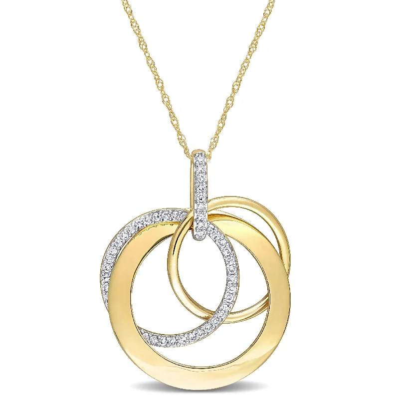 Round stone necklaces-Miadora 1/4ct TDW Diamond Interlocking Multiple Circle Necklace in 14k Yellow Gold