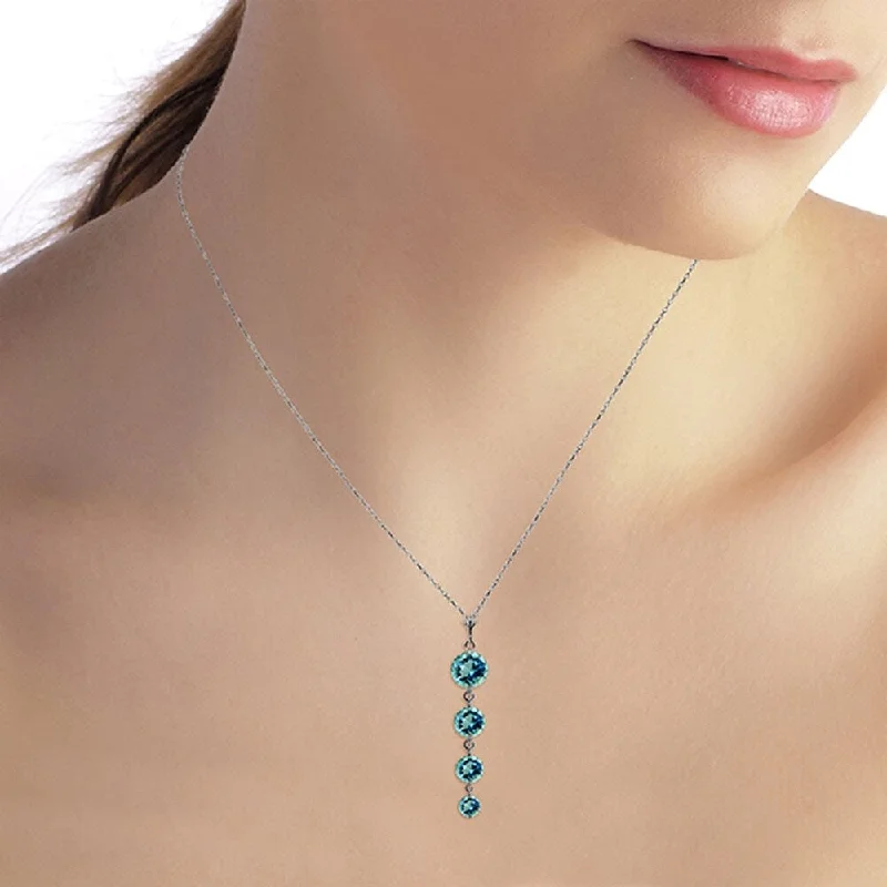 Emerald drop necklaces-3.9 Carat 14K White Gold Here Again Blue Topaz Necklace