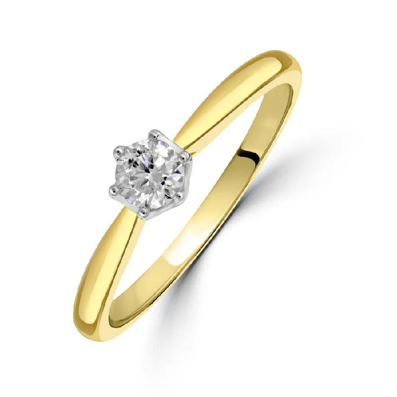 0.25ct Round Brilliant Cut Diamond Solitaire 18ct Yellow Gold Ring