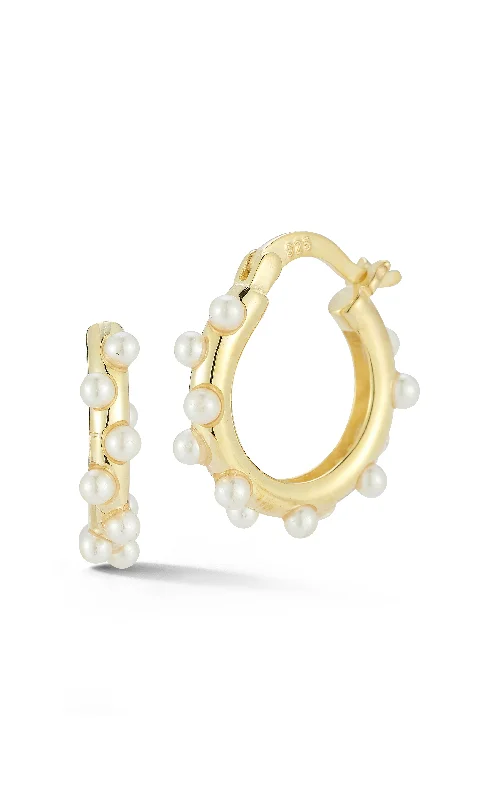 Tiny bead earrings-Zig Zag Freshwater Pearl Hoop Earrings