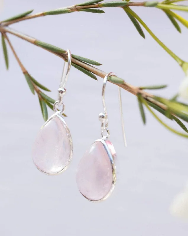 Baroque pearl earrings-Rose Quartz Earrings ~ Sterling Silver 925  ~ ME138