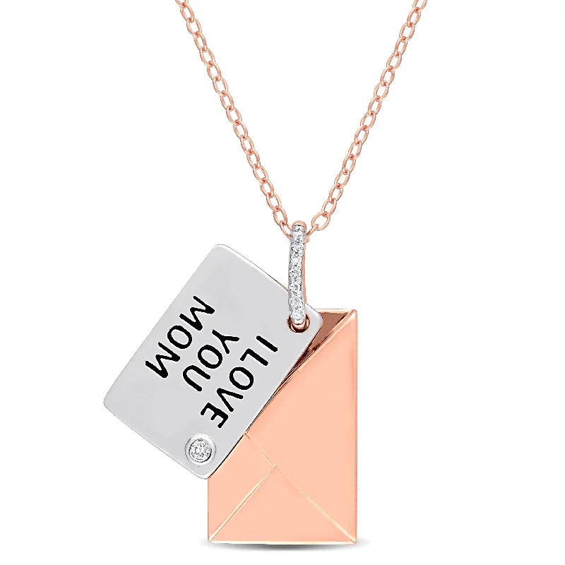 Mesh choker necklaces-Miadora Diamond Accent "I Love You Mom" Letter with Envelope Necklace in 2-Tone Sterling Silver