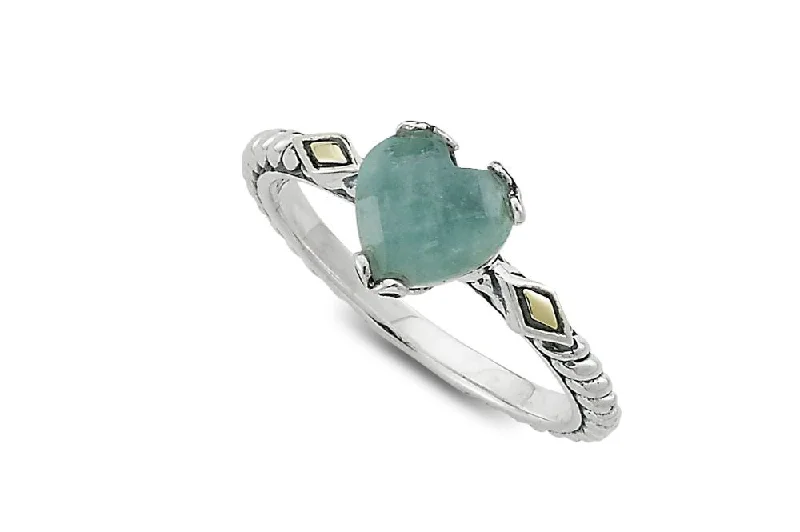 Alloy metal rings-Alloy metal rings-Glow Heart Ring- Aquamarine