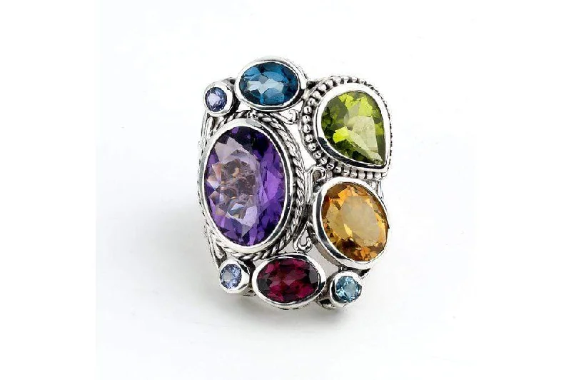 Thin frame rings-Thin frame rings-Madeira Ring- Multi Gemstones