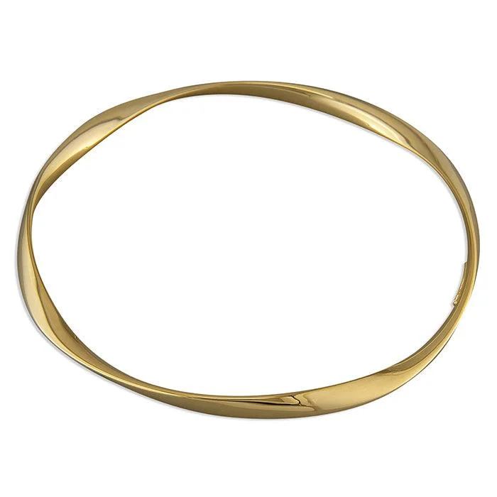 Gold Vermeil Sterling Silver Twist Plain Bangle