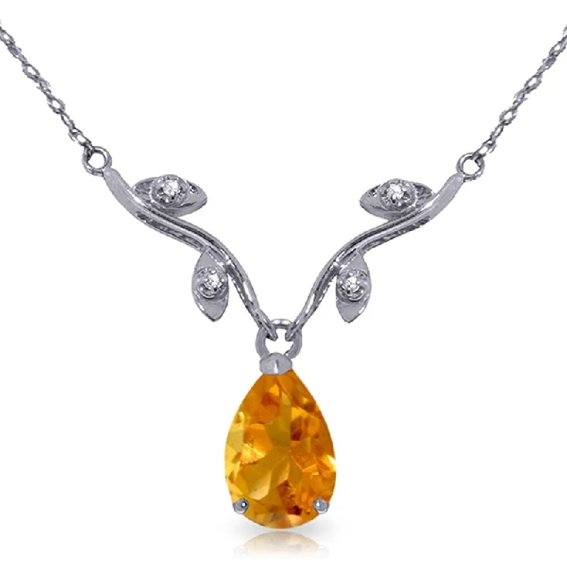 Lapis stone necklaces-1.52 Carat 14K White Gold Soul of Wit Citrine Diamond Necklace