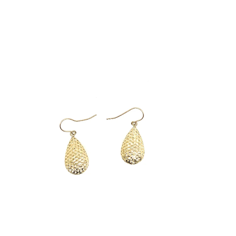 Wide hoop earrings-14K Yellow Gold Open Teardrop Earrings