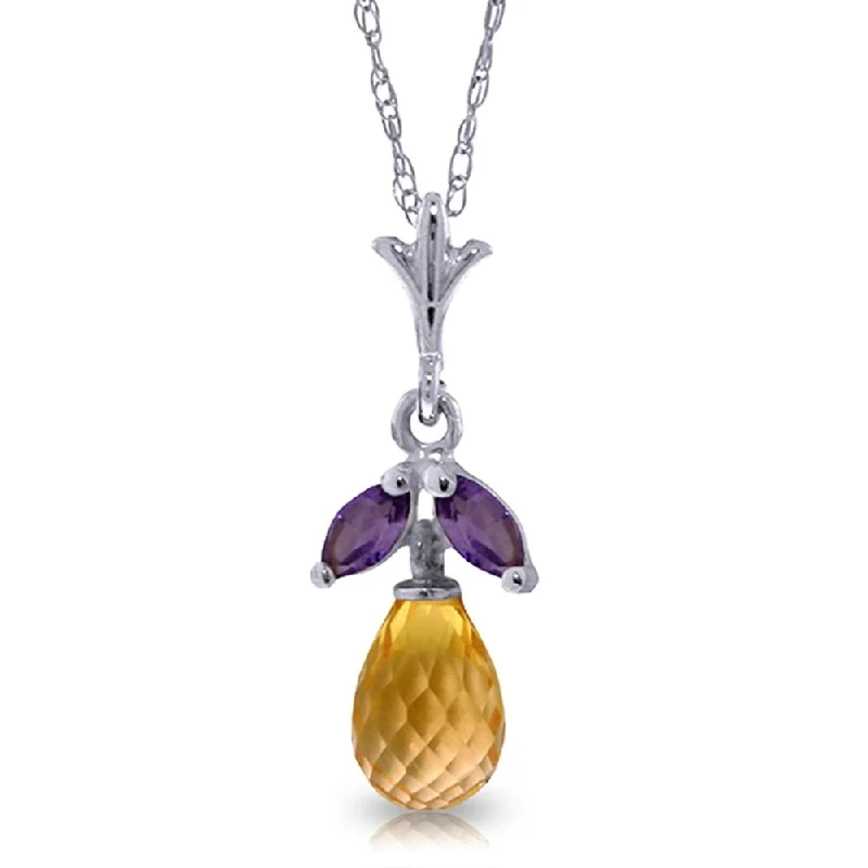 Spinel necklaces-1.7 Carat 14K White Gold Necklace Citrine Amethyst