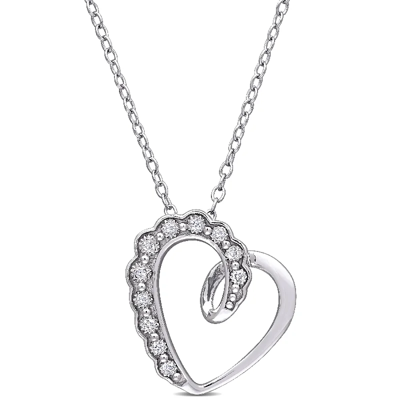 Radiant charm necklaces-Miadora Sterling Silver Diamond Accent Heart Necklace