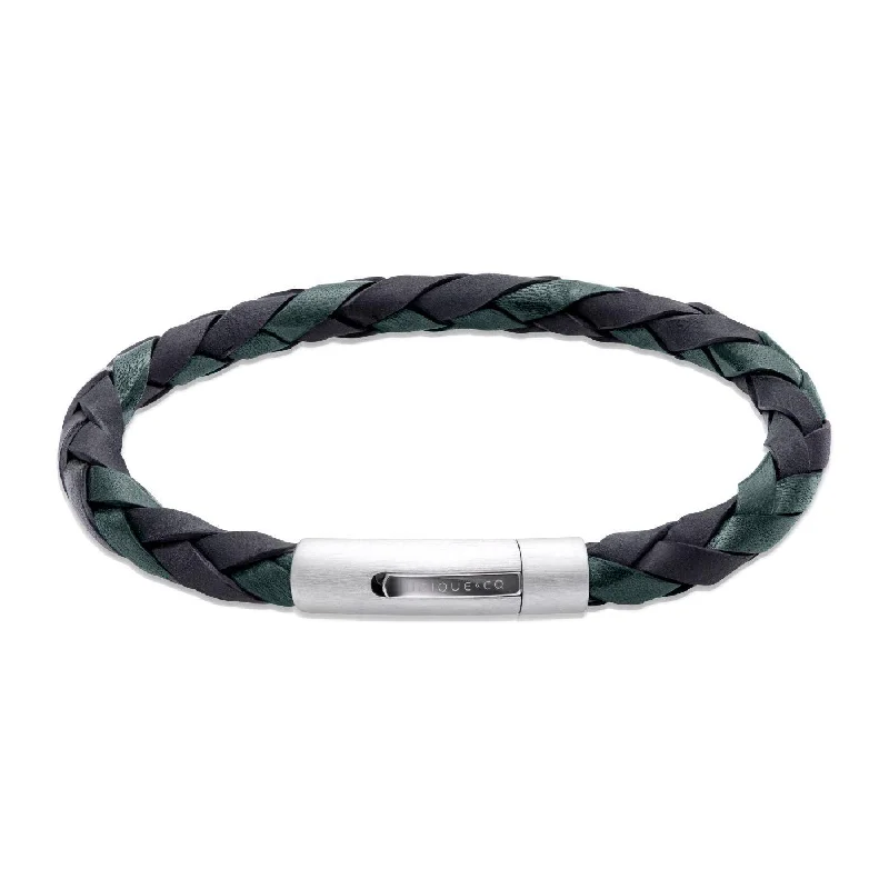 Unique & Co Antique Black & Green Woven Leather Bracelet