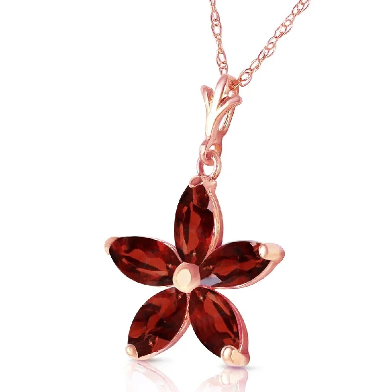 Thin-line necklaces-14K Solid Rose Gold Necklace with Natural Garnets