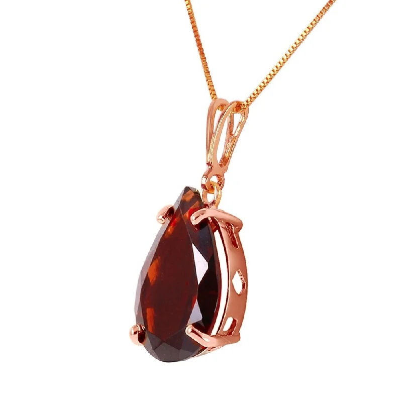 Eight-strand necklaces-5 CTW 14K Solid Rose Gold Teardrop Garnet Necklace