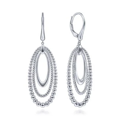 Wide hoop earrings-Sterling Silver Bujukan and Rope Drop Earrings