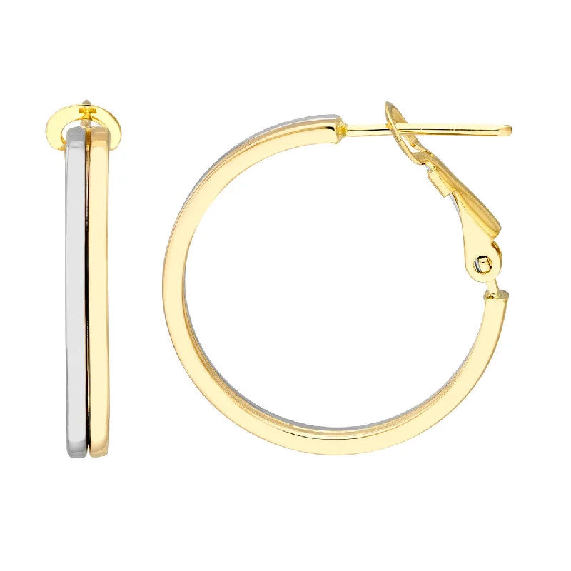 Thick stud earrings-Medium Two-Tone Gold Hoop Earrings