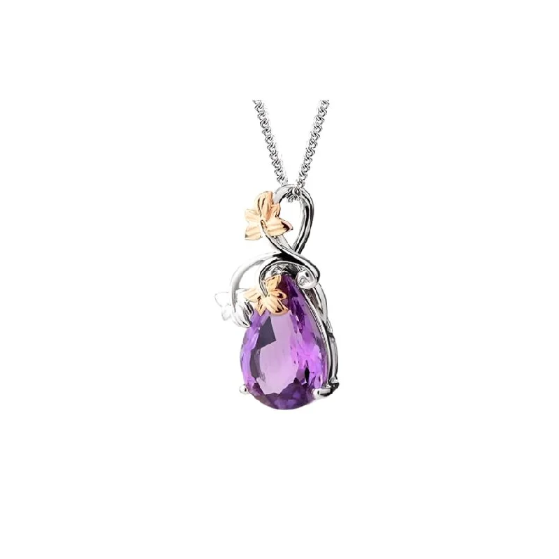 18ct White & Rose Gold Great Vine Amethyst Pendant