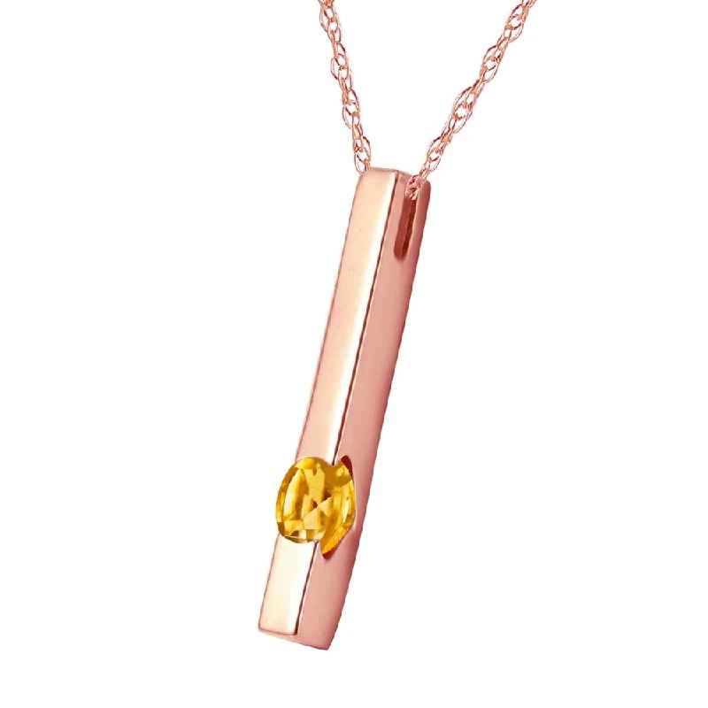 Thin-line necklaces-0.25 CTW 14K Solid Rose Gold Necklace Natural Citrine