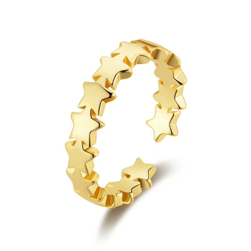 Light wood rings-Light wood rings-Gold Plated Adjustable Star Band Ring