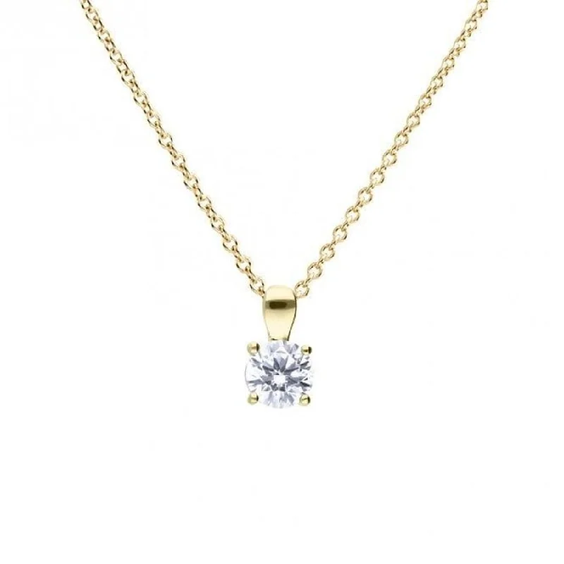 Gold Plated Silver 1.00ct Cubic Zirconia Solitaire Pendant