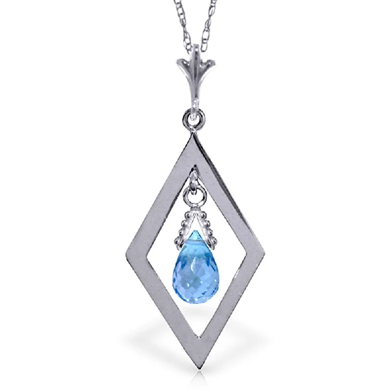 Wide chain necklaces-0.7 Carat 14K White Gold Thoughts Blue Topaz Necklace