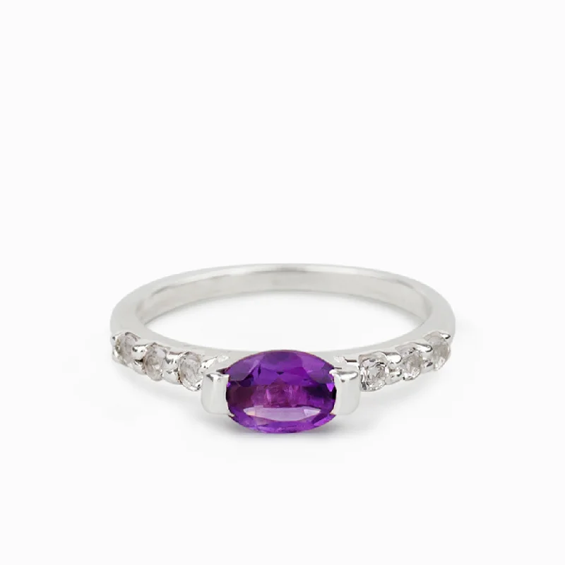 Dainty silver rings-Dainty silver rings-Amethyst and White Topaz Ring