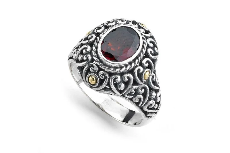 Matte band rings-Matte band rings-Justina Ring- Garnet