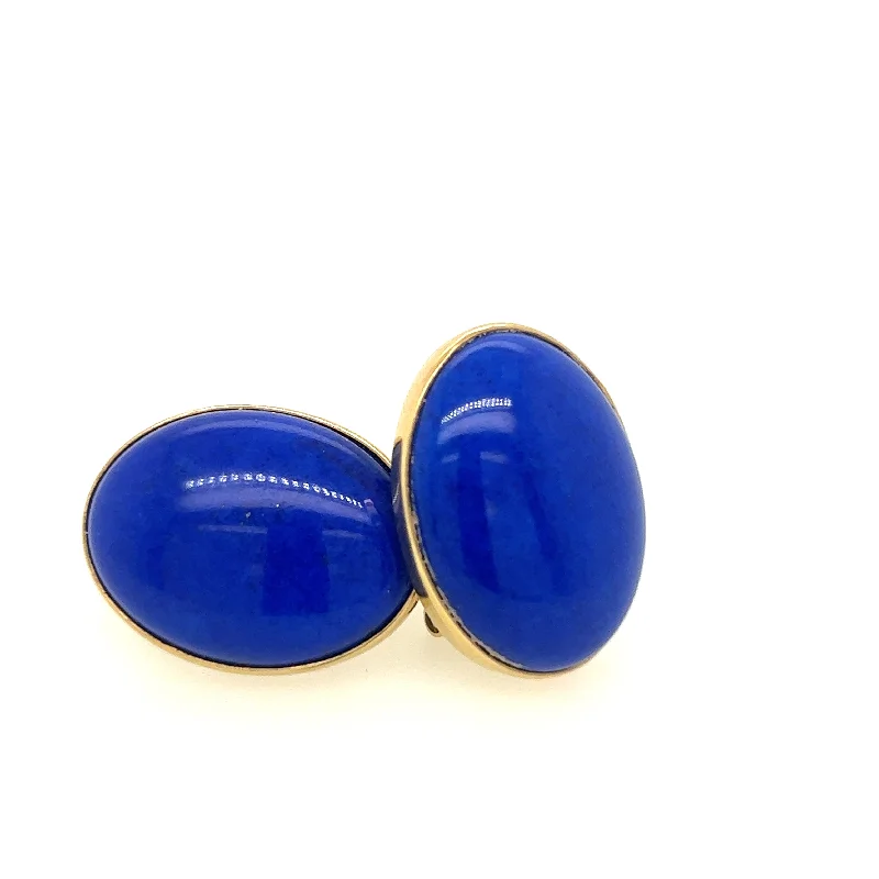 Layered drop earrings-18K Yellow Gold Lapis Earrings