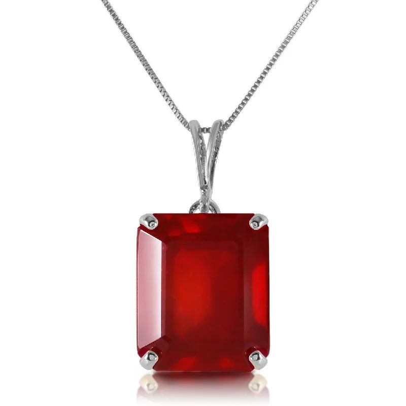 Polished bead necklaces-6.5 Carat 14K Solid Gold Gemstone Necklace Octagon Natural Ruby