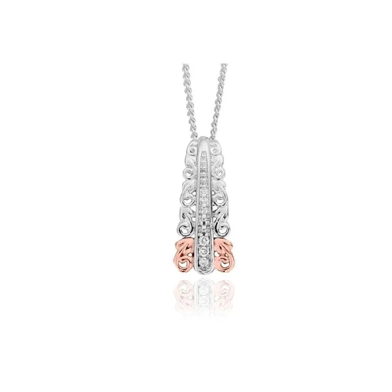 Silver & 9ct Rose Gold Am Byth White Topaz Set Pendant