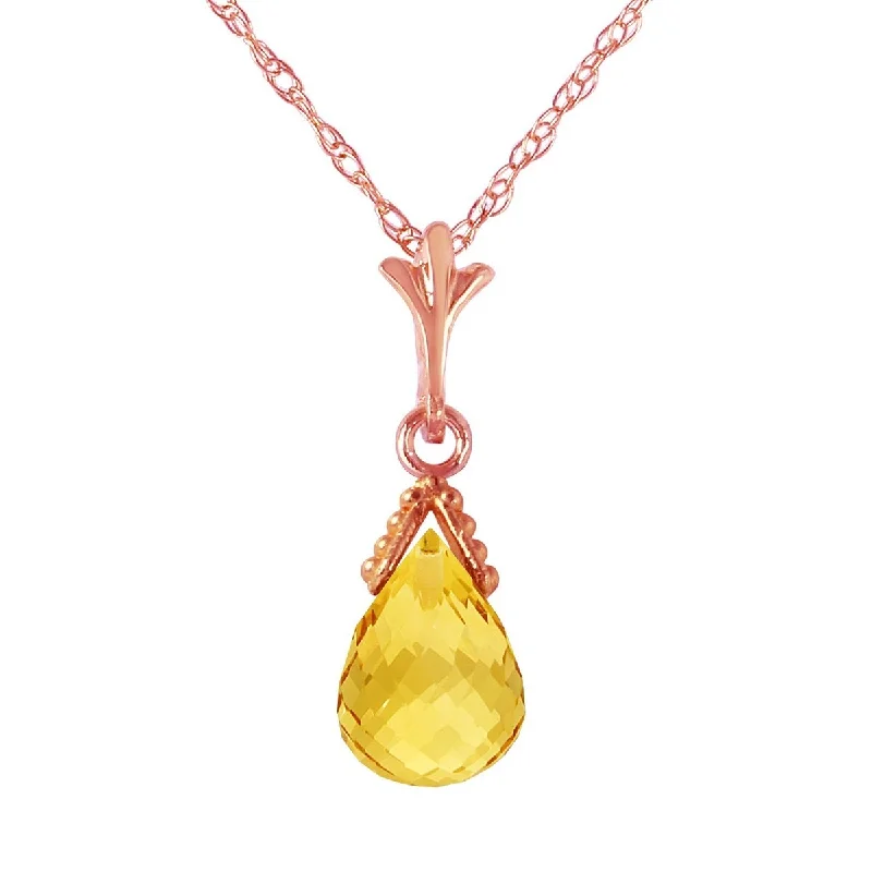 Worn bronze necklaces-4.5 tcw 14k Solid Gold Yellow Citrine Gemstone Necklace Pendant 16-24"