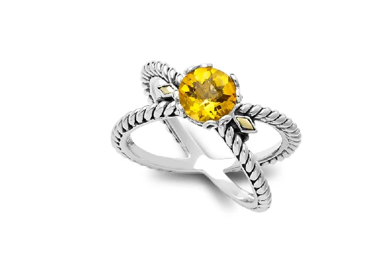 Dainty gold rings-Dainty gold rings-Glow "X" Ring- Citrine