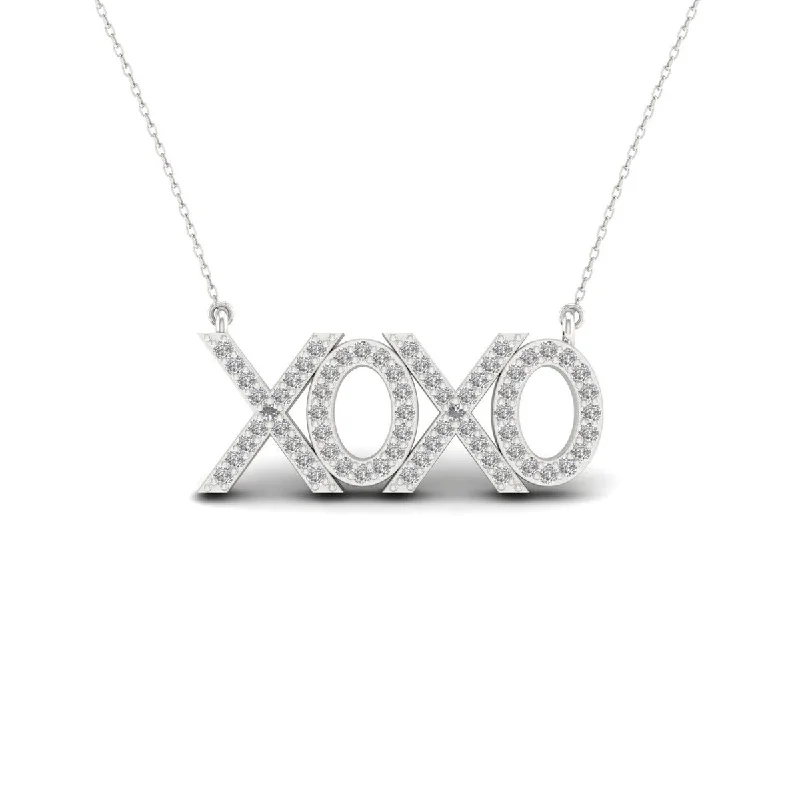 Eight-strand necklaces-S925 Sterling Silver 1/5ct TDW Diamond XOXO Necklace