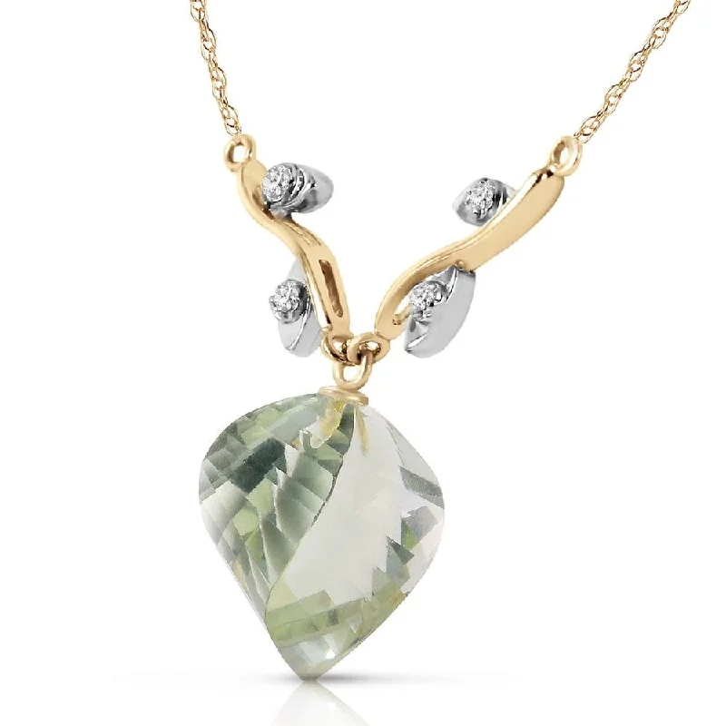 Worn medallion necklaces-13.02 CTW 14K Solid Gold La Belle Vie Green Amethyst Necklace