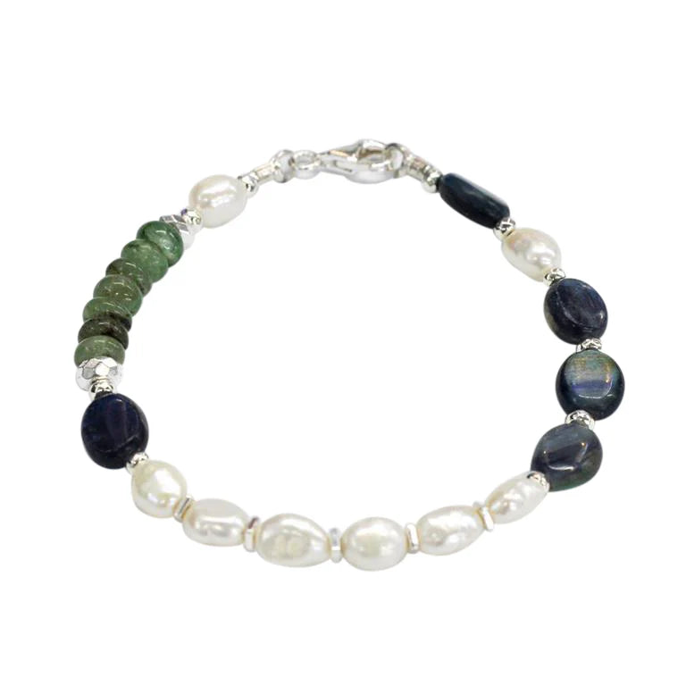 Sterling Silver Pearl Multi-Stone Bracelet