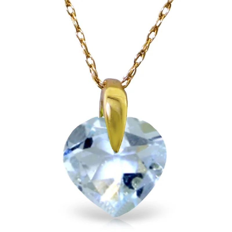 Raised disc necklaces-1.15 Carat 14K Gold Break My Heart Aquamarine Necklace