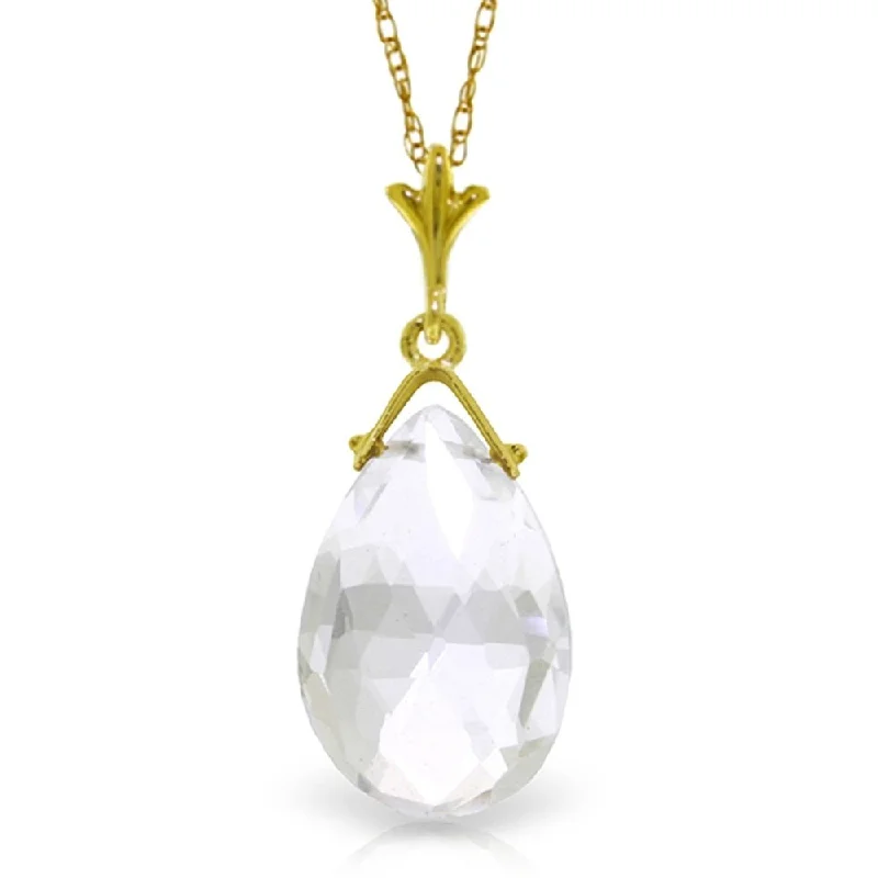 Dual stone necklaces-5.1 Carat 14K Gold Necklace Briolette White Topaz