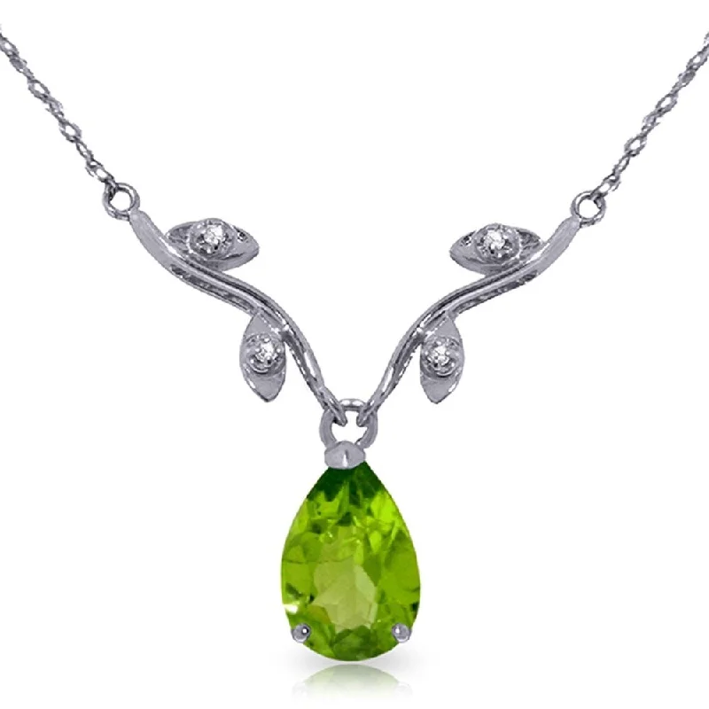 Tarnished silver necklaces-1.52 Carat 14K White Gold Say That Again Peridot Diamond Necklace