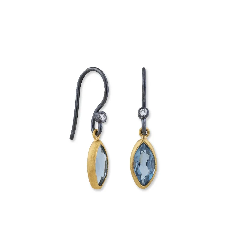 Patina brass earrings-Lika Behar "THAMES" Blue Topaz Earrings