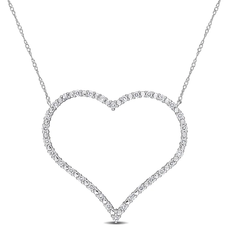 Heavy collar necklaces-Miadora 5/8ct TDW Diamond Open Heart Necklace in 10k White Gold