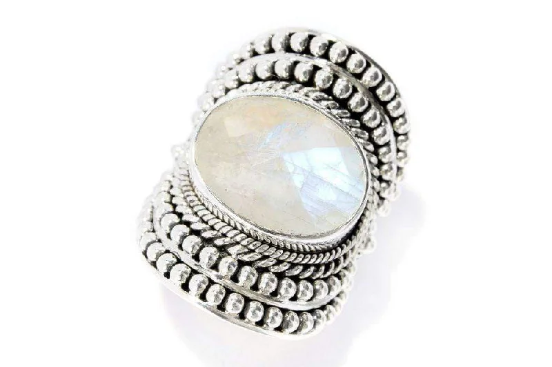 Ripple style rings-Ripple style rings-Beloved Ring- Rainbow Moonstone