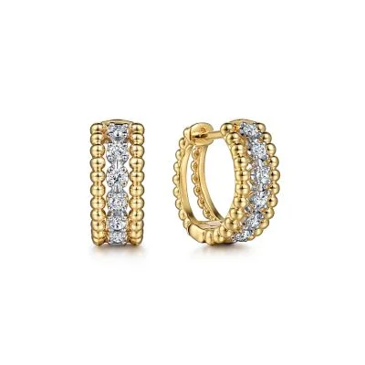 Java charm earrings-14K White and Yellow Gold 0.25ctw Diamond Huggie Earrings