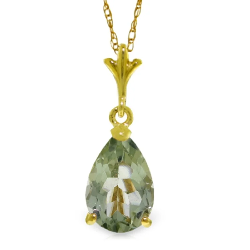 Wide weave necklaces-1.5 Carat 14K Gold New England Green Amethyst Necklace