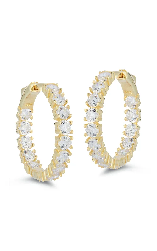 Satin gloss earrings-Chunky CZ Hoop Earring