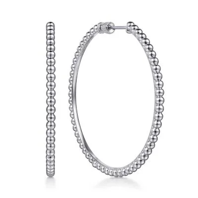 Alloy metal earrings-Sterling Silver Bujukan Classic Hoop Earrings