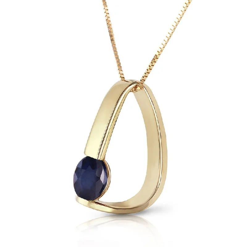 Ruby stone necklaces-14K Solid Gold Modern Necklace with Natural Sapphire