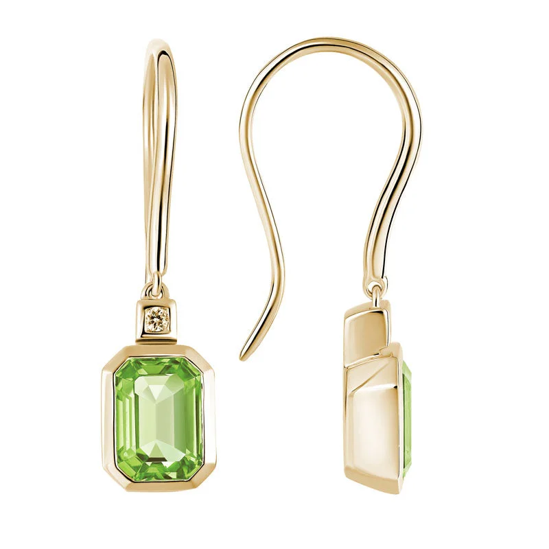 Wanderer weave earrings-Bezel Set Peridot Dangle Earrings