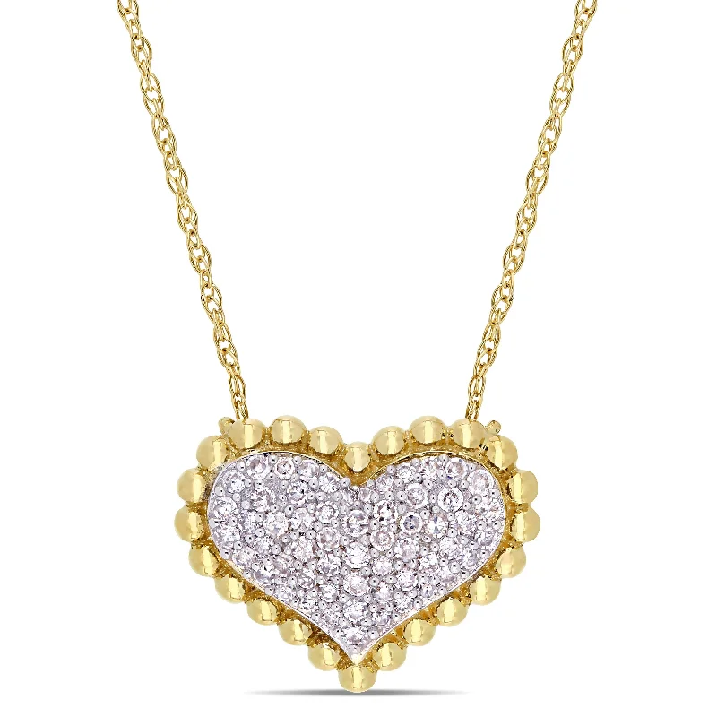 Drape-style necklaces-Miadora 10k Yellow Gold 1/4ct TDW Diamond Cluster Halo Heart Necklace