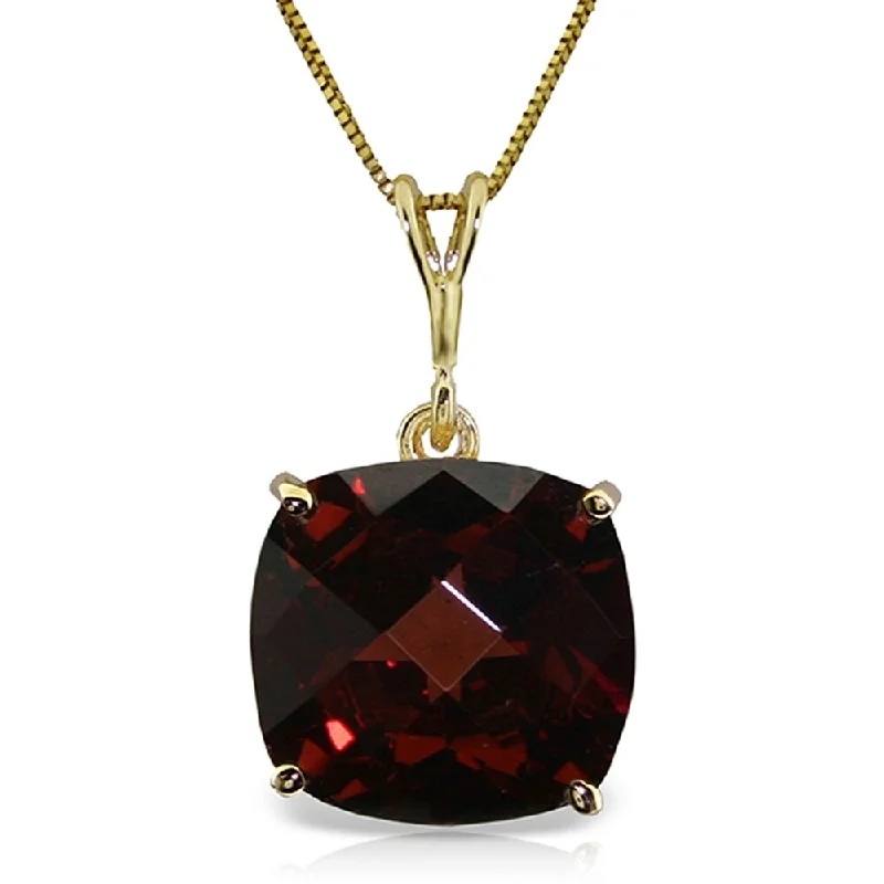 Raised bar necklaces-4.5 Carat 14K Gold Necklace Natural Checkerboard Cut Garnet