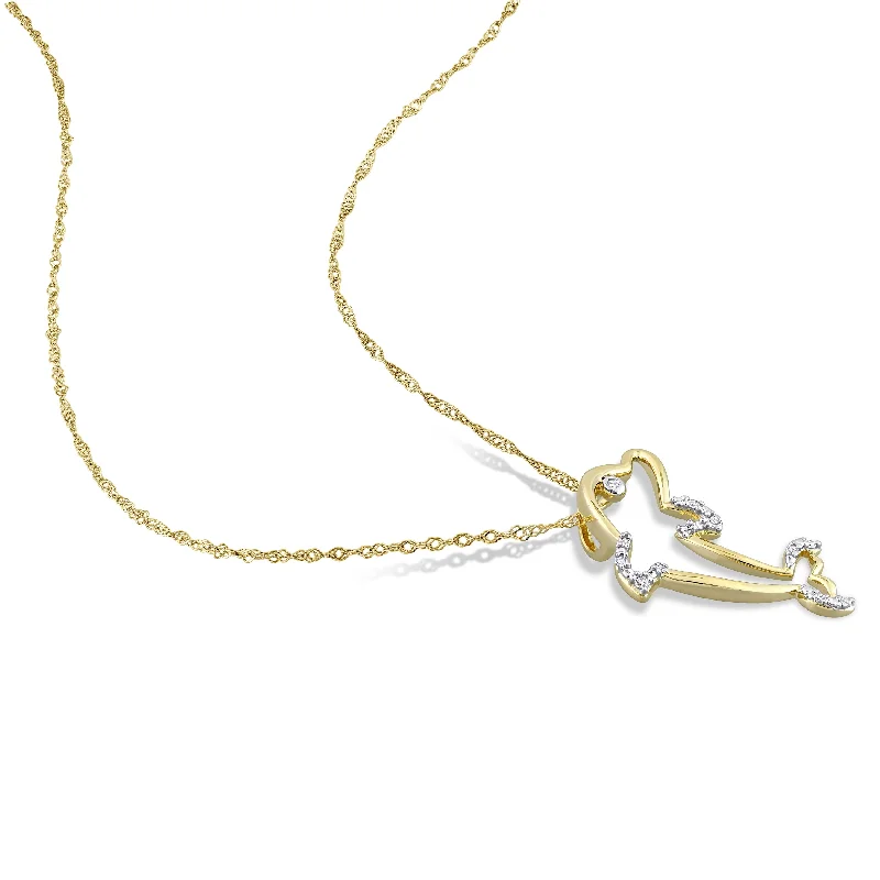 Polished bead necklaces-Miadora 10k Yellow Gold Diamond Accent Dolphin Necklace